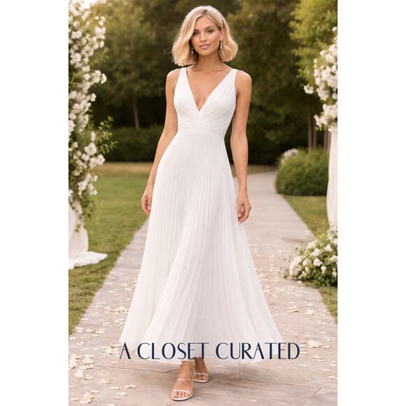 Anthropologie Dresses & Skirts - Anthropologie BHLDN Sloane Ivory Pleated Maxi Dress NWT 6